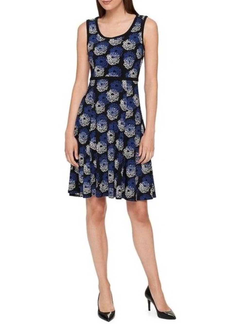 Tommy Hilfiger Black Dress with Blue and White Floral Print